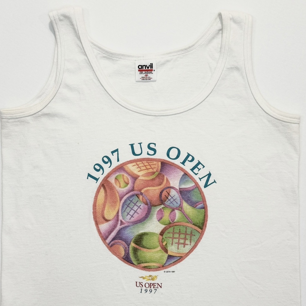 Vintage 1997 US Open Tennis Tank Top Women’s M Single Stitch Graphic Anvil 90s